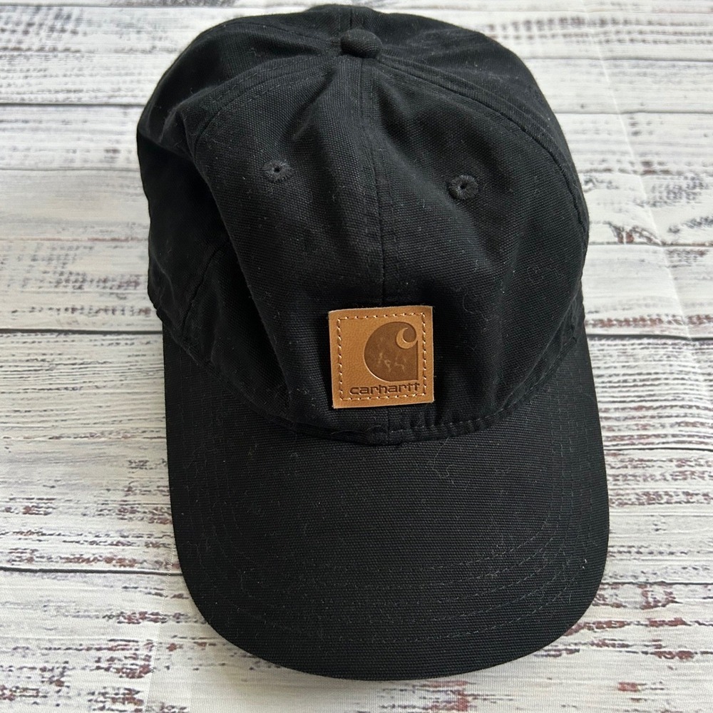 Carhartt Black Cotton Twill Baseball Cap Utility Adjustable Velcro Strap